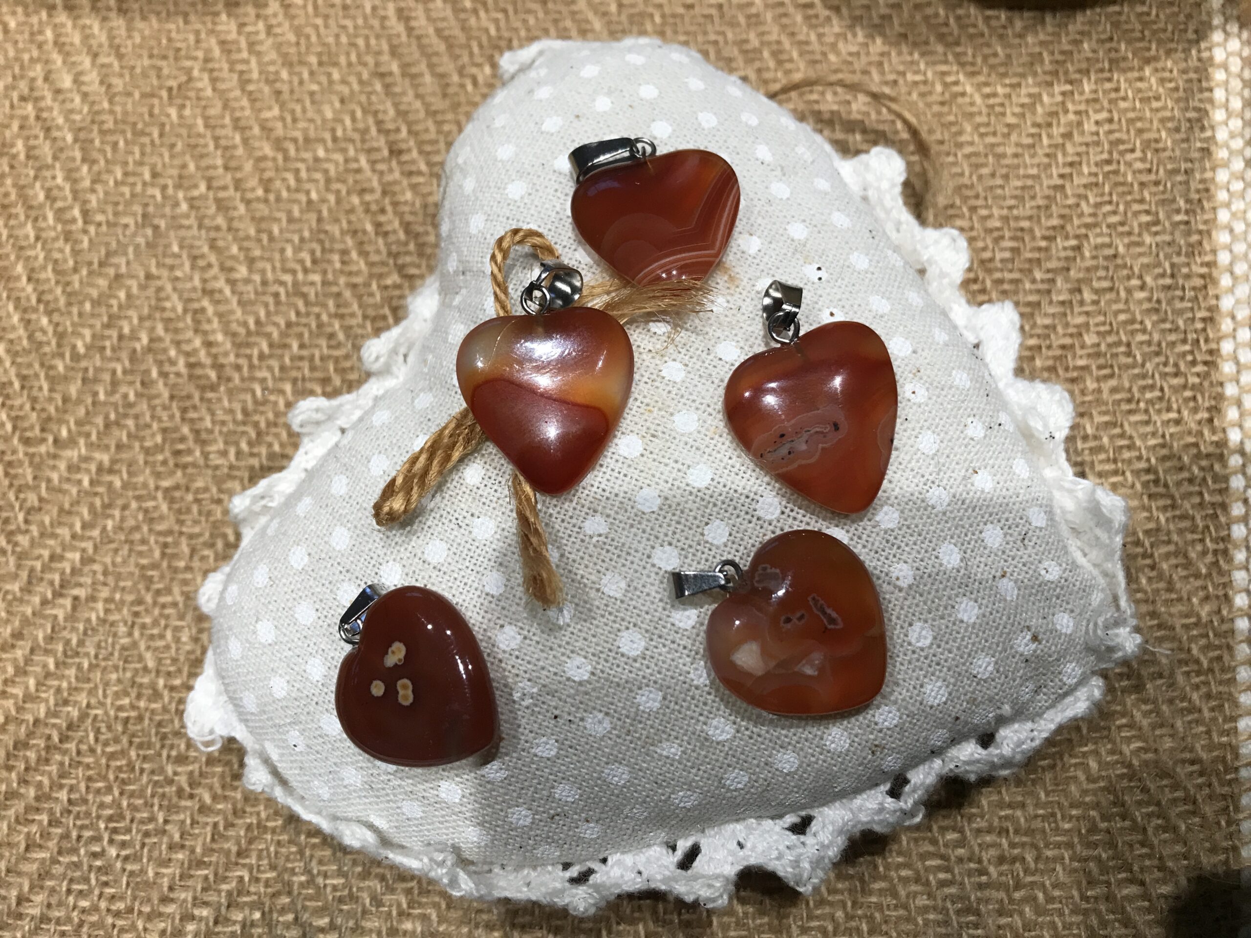 Pendentif Cœur en Cornaline 2 cm avec Chaîne en Acier Inoxydable